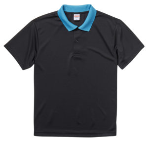 4.1オンスドライアスレチックのポロシャツ(ブラック/ターコイズブルー)