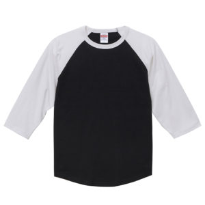 5.6オンスラグランTシャツ(ブラック／ホワイト)