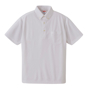 4.1オンス ドライ アスレチック ポロシャツ （ボタンダウン・ポケット付）（ホワイト）