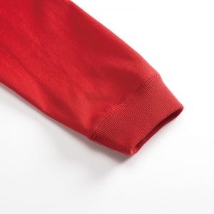 5.6オンスロングスリーブTシャツ(レッド)の袖の拡大画像